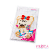 ตัวรีดการ์ตูนหมีขยิบตาถือดอกไม้ ตัวรีดติดเสื้อ อาร์มปักตกแต่ง DIY EMBROIDERY PATCH (00080036)