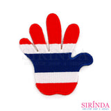 ตัวรีดการ์ตูนรูปมือธงชาติไทย ตัวรีดติดเสื้อ อาร์มปักตกแต่ง DIY EMBROIDERY PATCH (00080542)