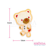 ตัวรีดการ์ตูนหมีกระดุมปะผ้า ตัวรีดติดเสื้อ อาร์มปักตกแต่ง DIY EMBROIDERY PATCH (00080005)