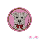 ตัวรีดการ์ตูนหมาผูกโบว์ Schnauzer ตัวรีดติดเสื้อ อาร์มทอตกแต่ง DIY WOVEN LABEL PATCH (00320022)