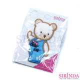 ตัวรีดการ์ตูนหมีโบกมือ BEAR KID ตัวรีดติดเสื้อ อาร์มปักตกแต่ง DIY EMBROIDERY PATCH (00080378)