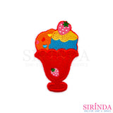 ตัวรีดการ์ตูนไอศครีมถ้วยสูง ตัวรีดติดเสื้อ อาร์มปักตกแต่ง DIY EMBROIDERY PATCH (00080012)