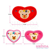 ตัวรีดการ์ตูนหน้าหมีหัวใจ ตัวรีดติดเสื้อ อาร์มปักตกแต่ง DIY EMBROIDERY PATCH (00080022)