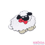 ตัวรีดการ์ตูนแกะโบว์แดง ตัวรีดติดเสื้อ อาร์มปักตกแต่ง DIY EMBROIDERY PATCH (00080398)