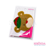 ตัวรีดการ์ตูนหมีใส่หมวกแก๊ป ตัวรีดติดเสื้อ อาร์มปักตกแต่ง DIY EMBROIDERY PATCH (00080043)