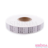 ป้ายพิมพ์ 2 ซม. สีขาวพิมพ์ดำ 100% POLYESTER,ซักรีด,MADE IN THAILAND-00040003004