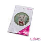 ตัวรีดการ์ตูนหมาผูกโบว์ Schnauzer ตัวรีดติดเสื้อ อาร์มทอตกแต่ง DIY WOVEN LABEL PATCH (00320022)