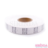 ป้ายพิมพ์ 2 ซม. สีขาวพิมพ์ดำ 100% COTTON,ซักรีด,MADE IN THAILAND-00040003001