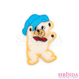 ตัวรีดการ์ตูนหมีใส่หมวก ตัวรีดติดเสื้อ อาร์มปักตกแต่ง DIY EMBROIDERY PATCH (00080037)