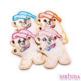 ตัวรีดการ์ตูนหมีใส่หมวก ตัวรีดติดเสื้อ อาร์มปักตกแต่ง DIY EMBROIDERY PATCH (00080037)