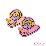 ตัวรีดการ์ตูนหอยทาก Snicorn ตัวรีดติดเสื้อ อาร์มทอตกแต่ง DIY WOVEN LABEL PATCH (00320013)