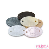 ป้ายเรซิ่นวงรี เลเซอร์ หน้าหมี พร้อมเจาะรูสำหรับเย็บ Laser Resin Tag (00420004)