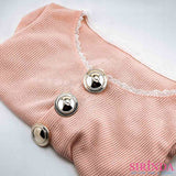 กระดุมโลหะขาสอยวงกลม 28-36L(18-22มิล) ไม่ขึ้นสนิม Metal Button (00490003)