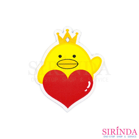 ตัวรีดการ์ตูนลูกเจี๊ยบหัวใจมงกุฎ Valentine ตัวรีดติดเสื้อ อาร์มทอตกแต่ง DIY WOVEN LABEL PATCH (00320009)