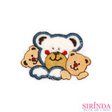 ตัวรีดการ์ตูนหมีแม่ลูกแฝด ตัวรีดติดเสื้อ อาร์มปักตกแต่ง DIY EMBROIDERY PATCH (00080018)