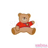 ตัวรีดการ์ตูนหมีนั่งชูมือ ตัวรีดติดเสื้อ อาร์มปักตกแต่ง DIY EMBROIDERY PATCH (00080443)
