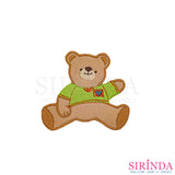 ตัวรีดการ์ตูนหมีนั่งชูมือ ตัวรีดติดเสื้อ อาร์มปักตกแต่ง DIY EMBROIDERY PATCH (00080443)