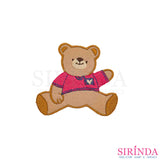 ตัวรีดการ์ตูนหมีนั่งชูมือ ตัวรีดติดเสื้อ อาร์มปักตกแต่ง DIY EMBROIDERY PATCH (00080443)