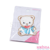 ตัวรีดการ์ตูนหมีอ่านหนังสือ ตัวรีดติดเสื้อ อาร์มปักตกแต่ง DIY EMBROIDERY PATCH (00080423)