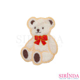 ตัวรีดการ์ตูนหมีนั่งผูกโบว์ ตัวรีดติดเสื้อ อาร์มปักตกแต่ง DIY EMBROIDERY PATCH (00080448)