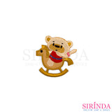 ตัวรีดการ์ตูนหมีเล่นม้าโยก ตัวรีดติดเสื้อ อาร์มปักตกแต่ง DIY EMBROIDERY PATCH (00080029)