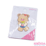 ตัวรีดการ์ตูนหมีอุ้มกระถางดอกไม้ ตัวรีดติดเสื้อ อาร์มปักตกแต่ง DIY EMBROIDERY PATCH (00080424)