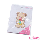 ตัวรีดการ์ตูนหมีอุ้มกระถางดอกไม้ ตัวรีดติดเสื้อ อาร์มปักตกแต่ง DIY EMBROIDERY PATCH (00080424)