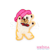 ตัวรีดการ์ตูนหมีใส่หมวก ตัวรีดติดเสื้อ อาร์มปักตกแต่ง DIY EMBROIDERY PATCH (00080037)