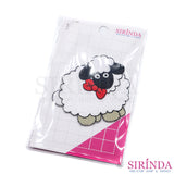 ตัวรีดการ์ตูนแกะโบว์แดง ตัวรีดติดเสื้อ อาร์มปักตกแต่ง DIY EMBROIDERY PATCH (00080398)
