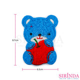 ตัวรีดการ์ตูนหมีอุ้มแอปเปิ้ล ตัวรีดติดเสื้อ อาร์มปักตกแต่ง DIY EMBROIDERY PATCH (00080044)