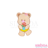 ตัวรีดการ์ตูนหมีอุ้มกระถางดอกไม้ ตัวรีดติดเสื้อ อาร์มปักตกแต่ง DIY EMBROIDERY PATCH (00080424)