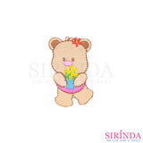 ตัวรีดการ์ตูนหมีอุ้มกระถางดอกไม้ ตัวรีดติดเสื้อ อาร์มปักตกแต่ง DIY EMBROIDERY PATCH (00080424)