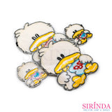 ตัวรีดการ์ตูนเป็ดถือถุงเงิน ตัวรีดติดเสื้อ อาร์มปักตกแต่ง DIY EMBROIDERY PATCH (00080028)
