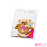 ตัวรีดการ์ตูนหมีเล่นม้าโยก ตัวรีดติดเสื้อ อาร์มปักตกแต่ง DIY EMBROIDERY PATCH (00080029)