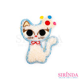 ตัวรีดการ์ตูนแมวสวมมงกุฏ ตัวรีดติดเสื้อ อาร์มปักตกแต่ง DIY EMBROIDERY PATCH (00080038)