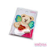 ตัวรีดการ์ตูนหมีมีปีกถือหัวใจjust.for.you ตัวรีดติดเสื้อ อาร์มปักตกแต่ง DIY EMBROIDERY PATCH (00080042)