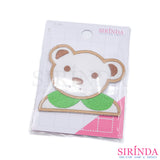 ตัวรีดการ์ตูนหมีปกบัว ตัวรีดติดเสื้อ อาร์มปักตกแต่ง DIY EMBROIDERY PATCH (00080492)