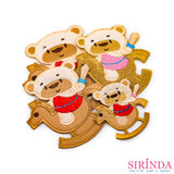 ตัวรีดการ์ตูนหมีเล่นม้าโยก ตัวรีดติดเสื้อ อาร์มปักตกแต่ง DIY EMBROIDERY PATCH (00080029)