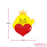 ตัวรีดการ์ตูนลูกเจี๊ยบหัวใจมงกุฎ Valentine ตัวรีดติดเสื้อ อาร์มทอตกแต่ง DIY WOVEN LABEL PATCH (00320009)