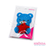 ตัวรีดการ์ตูนหมีอุ้มแอปเปิ้ล ตัวรีดติดเสื้อ อาร์มปักตกแต่ง DIY EMBROIDERY PATCH (00080044)