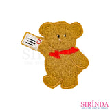 ตัวรีดการ์ตูนหมีถือจดหมาย ตัวรีดติดเสื้อ อาร์มปักตกแต่ง DIY EMBROIDERY PATCH (00080023)