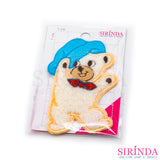 ตัวรีดการ์ตูนหมีใส่หมวก ตัวรีดติดเสื้อ อาร์มปักตกแต่ง DIY EMBROIDERY PATCH (00080037)