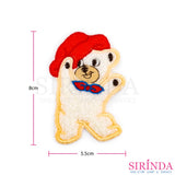 ตัวรีดการ์ตูนหมีใส่หมวก ตัวรีดติดเสื้อ อาร์มปักตกแต่ง DIY EMBROIDERY PATCH (00080037)