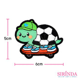 ตัวรีดการ์ตูนเต่าลูกฟุตบอลขี่สเก็ตบอร์ด ตัวรีดติดเสื้อ อาร์มปักตกแต่ง DIY EMBROIDERY PATCH (00080539)