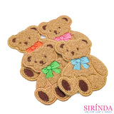 ตัวรีดการ์ตูนหมีนั่งผูกโบว์ ตัวรีดติดเสื้อ อาร์มปักตกแต่ง DIY EMBROIDERY PATCH (00080448)
