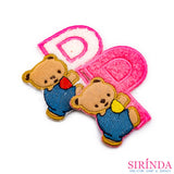 ตัวรีดการ์ตูนหมีเกาะตัวP ตัวรีดติดเสื้อ อาร์มปักตกแต่ง DIY EMBROIDERY PATCH (00080004)