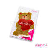 ตัวรีดการ์ตูนหมีอุ้มหัวใจCongratulation ตัวรีดติดเสื้อ อาร์มปักตกแต่ง DIY EMBROIDERY PATCH (00080016)