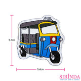 ตัวรีดการ์ตูนรถสามล้อตุ๊กตุ๊ก Tuk Tuk ตัวรีดติดเสื้อ อาร์มทอตกแต่ง DIY WOVEN LABEL PATCH (00320010)