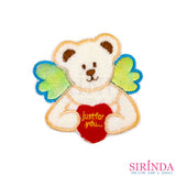 ตัวรีดการ์ตูนหมีมีปีกถือหัวใจ just.for.you ตัวรีดติดเสื้อ อาร์มปักตกแต่ง DIY EMBROIDERY PATCH (00080042)