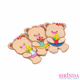 ตัวรีดการ์ตูนหมีอุ้มกระถางดอกไม้ ตัวรีดติดเสื้อ อาร์มปักตกแต่ง DIY EMBROIDERY PATCH (00080424)